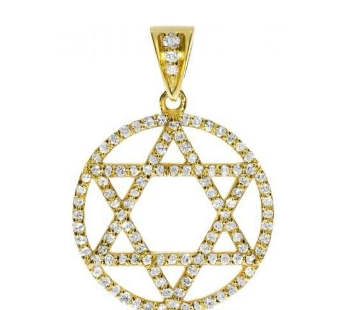 תליון מגן דוד במסגרת עגולה